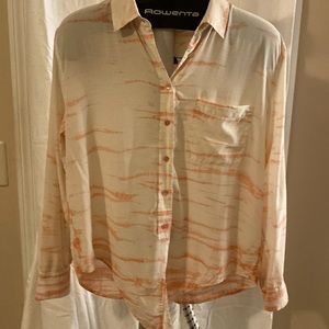 Equipment, size medium, white with pink 100% silk